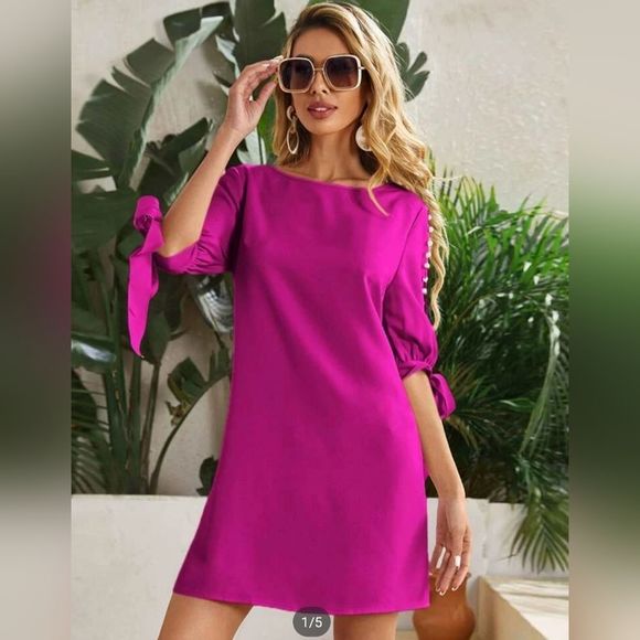 SHEIN Dresses & Skirts - Pearl Sleeve Pink Dress